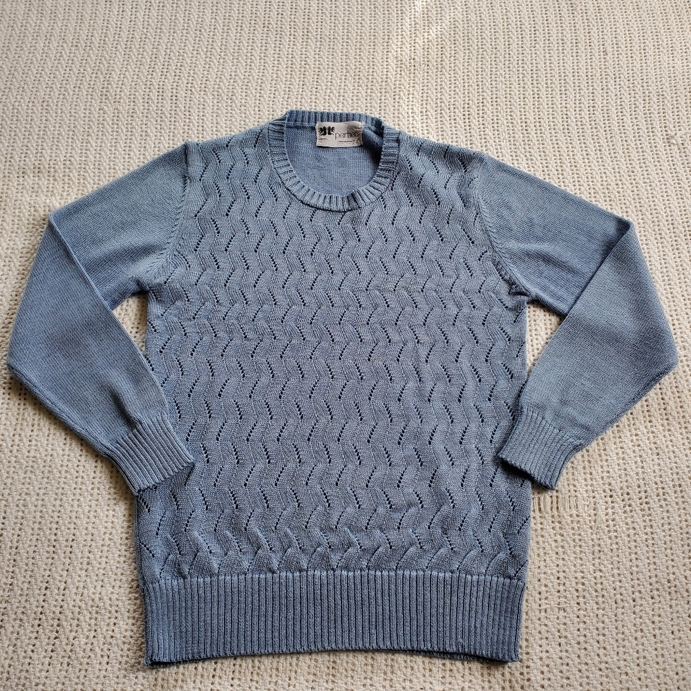 VTG Partners Mervyns Women's Small Blue Open Knit Pullover Sweater